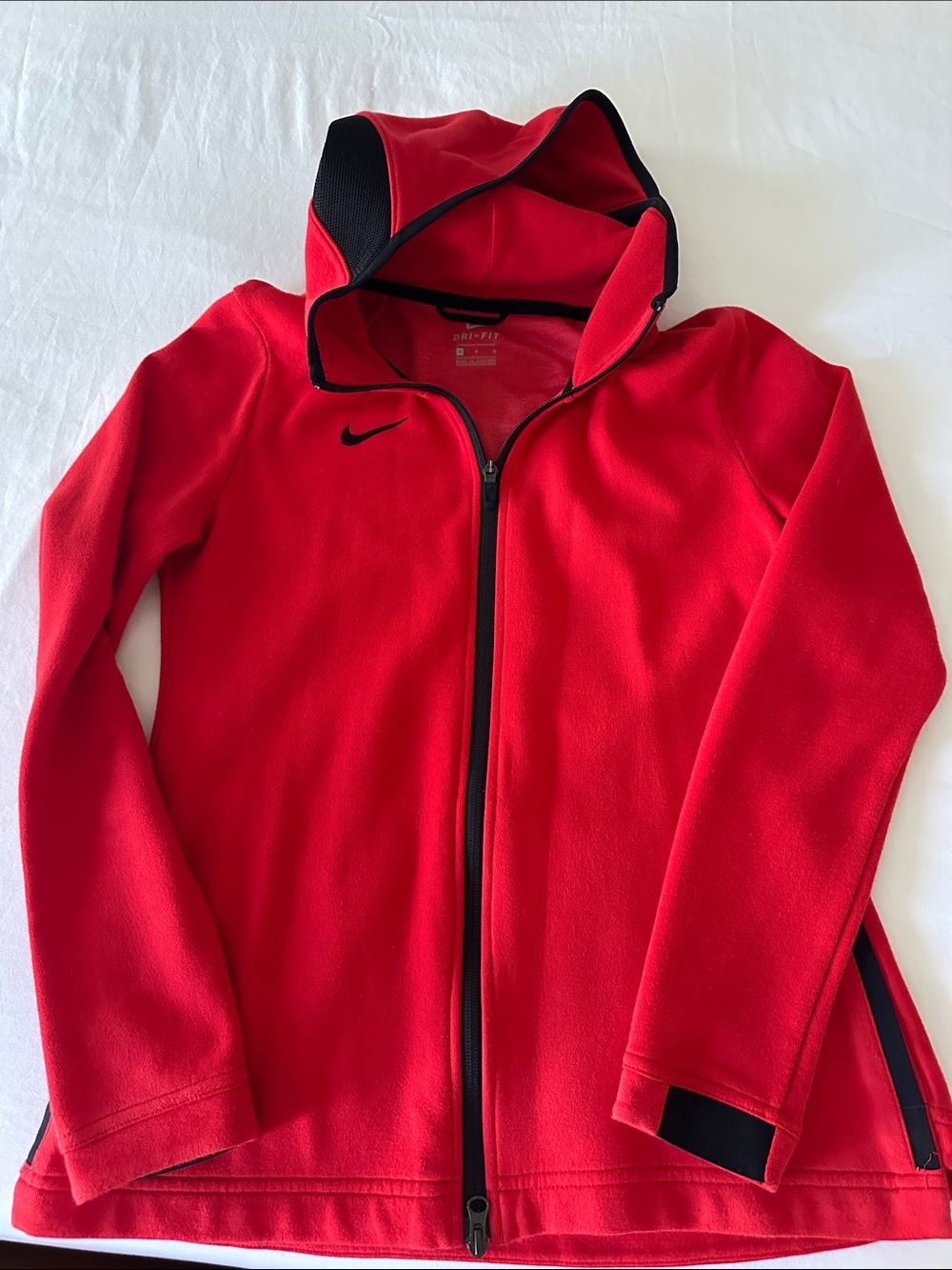 Nike Red Women’s Hooded Full‑Zip Jacket with Black Trim